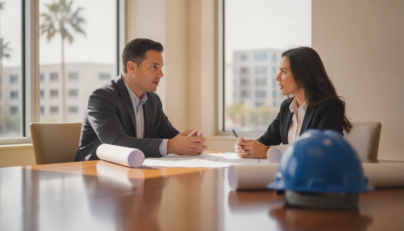 California construction collection agency team reviewing project payment records