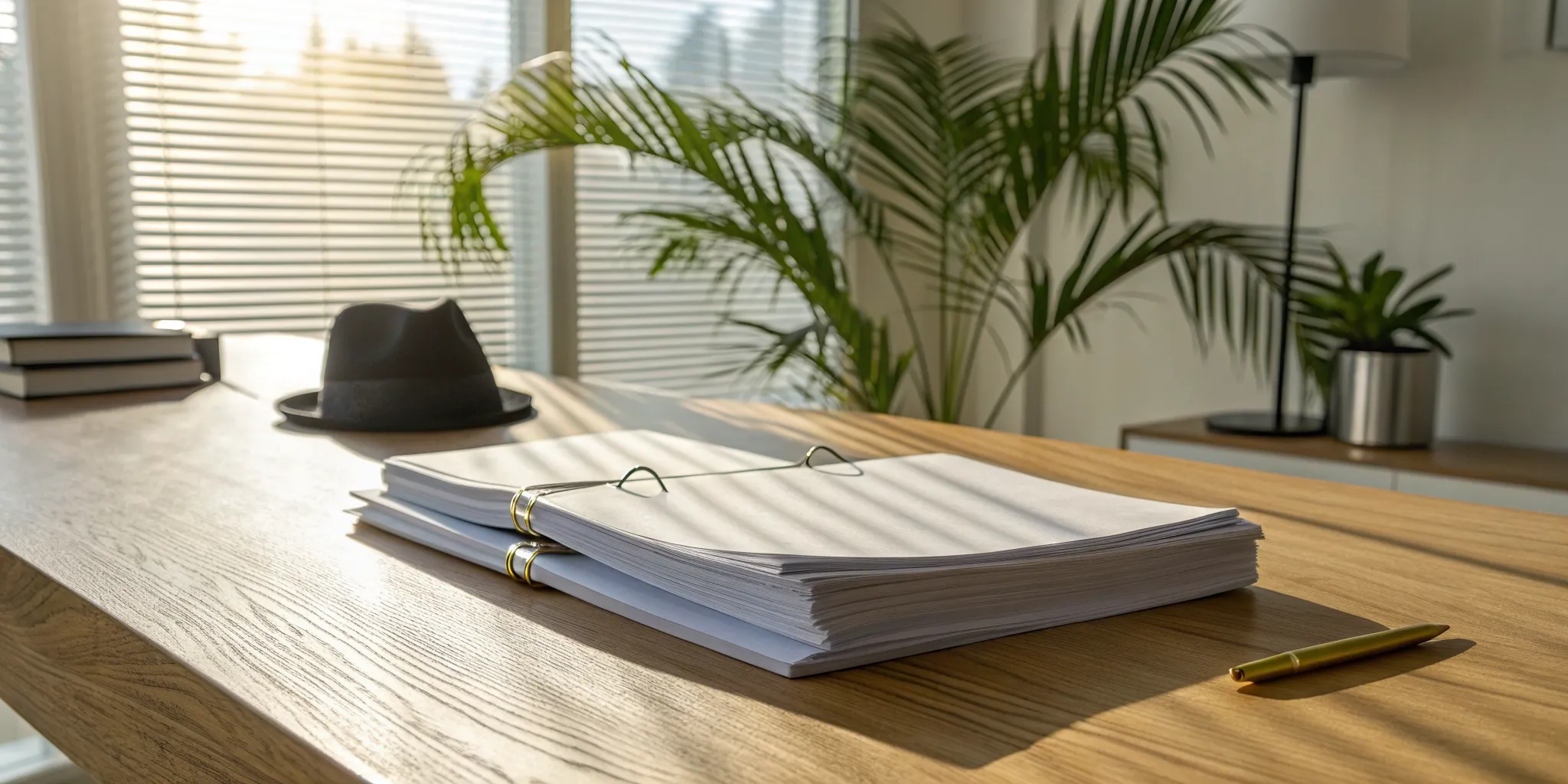 A contractor's desk with documents for filing a mechanics lien in California.